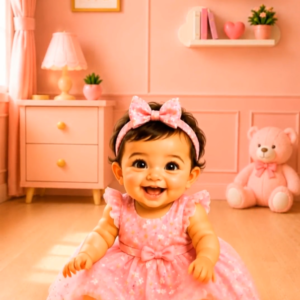 Talking Child Baby Girl in Pink — Princess Invitation Video — Platinum