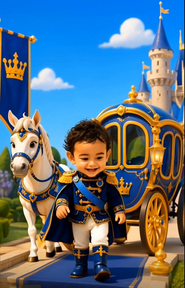 Royal Blue and Gold Colour 3D Character Style — Prince Invitation Video — Platinum - Image 7