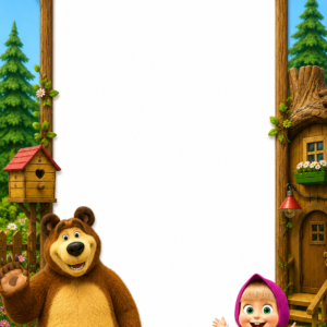 Masha and Bear in Woods Invitation Video — Silver