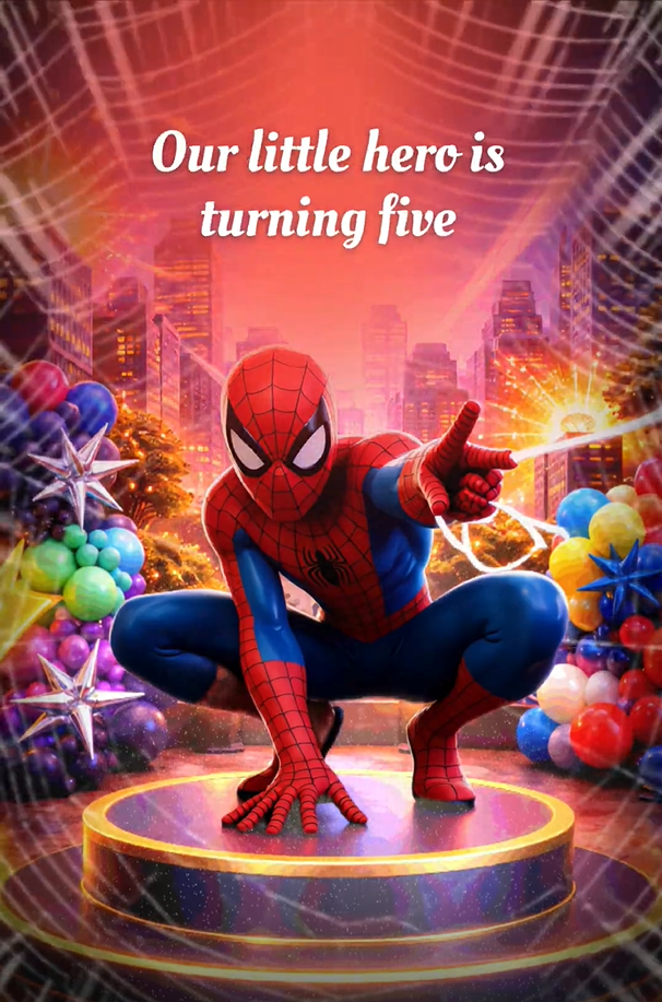 Iron Man Capt America Thor — Spiderman Invitation Video — Gold - Image 3
