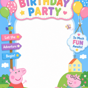 Pink Piggy Theme - Birthday Card