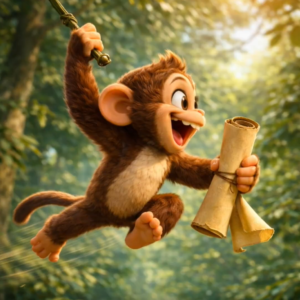 Monkey with a Scroll — Jungle Safari Invitation Video — Silver