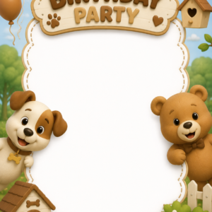 Dog And Bear Theme - Birthday Card